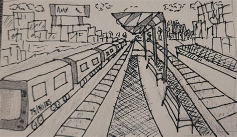 Railway Station Drawing