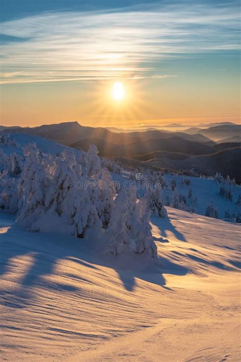 Sunset from Vidlica Peak in Mala Fatra during Winter Stock Photo - Image of mist, slovakia ...