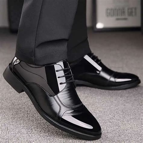 Business Luxury OXford Shoes Men Breathable PU Leather Shoes Rubber Formal Dress Shoes Male ...