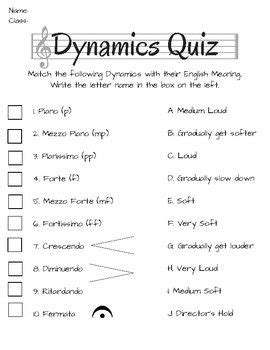 Music Dynamics Quiz | Dynamics in music, Music worksheets, Dynamics ...