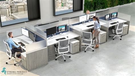 Modern Call Center Cubicles with Stand Up Office Desks | Strong Project