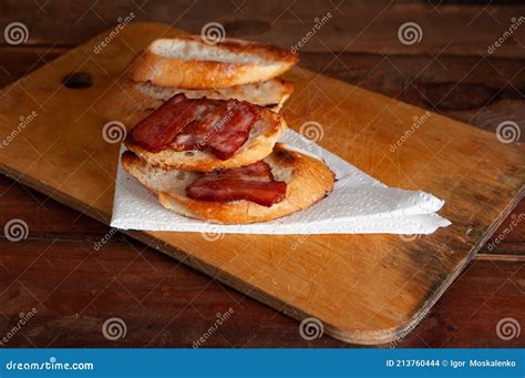 Bacon Sandwich with Thick White Bread.bread with Bacon Stock Photo ...