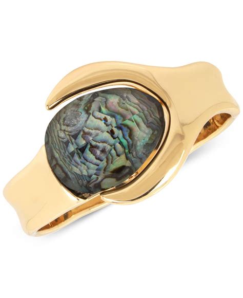 Robert Lee Morris Gold-tone Abalone Stone Bangle Bracelet in Metallic ...