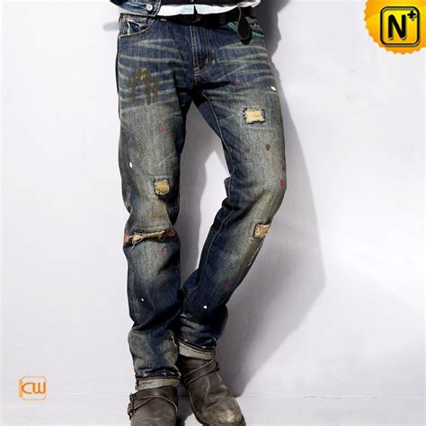 Mens Distressed Denim Jeans with Rips CW140237