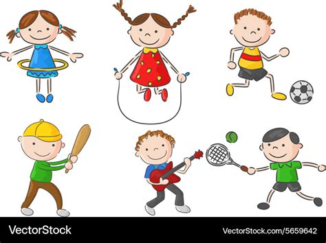 Cartoon little kids games collection Royalty Free Vector