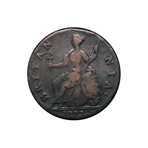 LOT 170 George III 1773 copper halfpenny, full obverse brockage - LAST DRUID