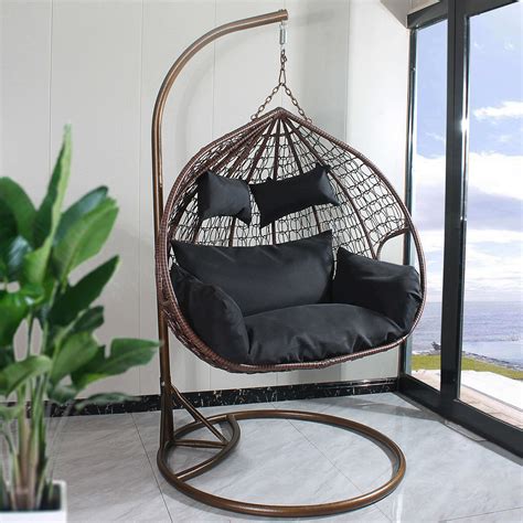 Double Seat Hanging Egg Chair - Brown Basket – Egg Chairs NZ