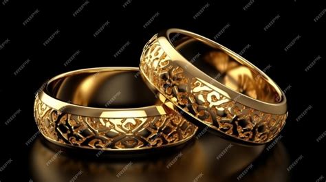 Premium Photo | Wedding gold rings on a black background generative ai