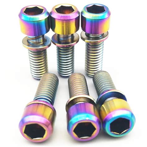 Titanium bolts m6 w/ washer Ti bolt M6x18 Multiple color Column Hexagon ...