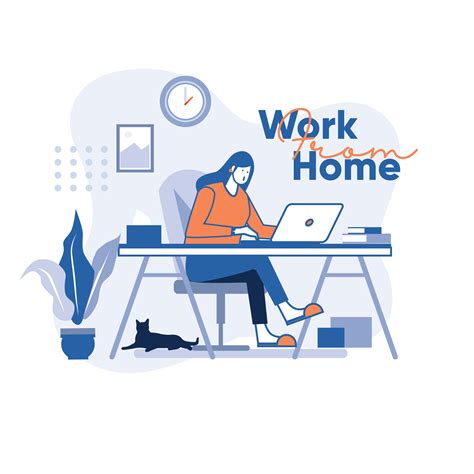 Girl working at home 1180969 Vector Art at Vecteezy