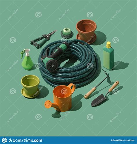 Gardening and Horticulture Tools Collection Stock Illustration - Illustration of farmer, hobby ...