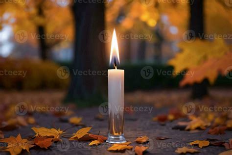 Photo of the candle and fall leaves wallpaper 29998479 Stock Photo at Vecteezy