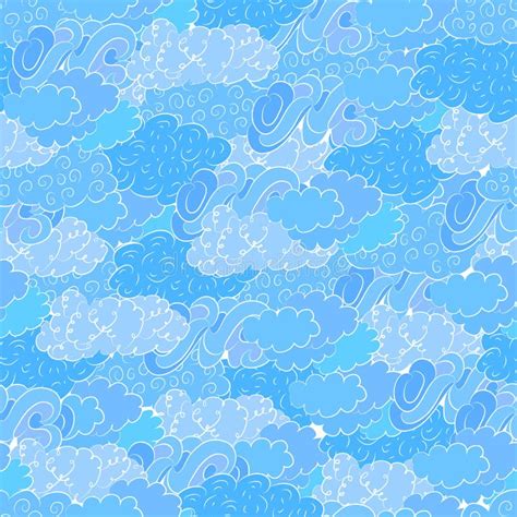 Cloud Seamless Pattern. Hand Drawn Stock Vector - Illustration of hand, seamless: 63377487