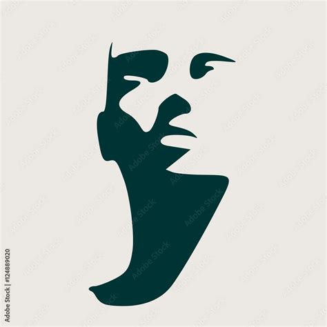 Human head silhouette. Face front view. Elegant silhouette of part of ...