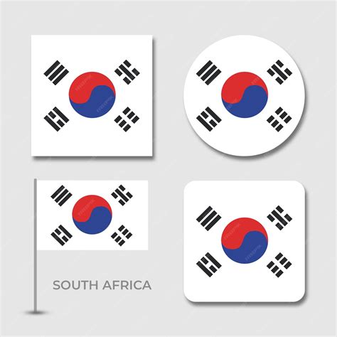 Premium PSD | National flags of south korea set design template psd file