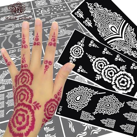 Aliexpress.com : Buy 8Pcs Mehndi Henna Hand Tattoo Stencils, Temporary ...