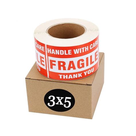 RyhamPaper Fragile Stickers for Shipping 3" x 5" Fragile Handle with ...