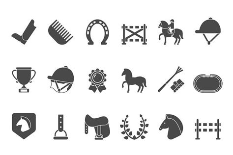 Silhouettes of equestrian sport symbols. Racing horse | Pre-Designed ...