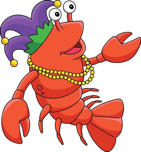 Mardi Gras Jester Crawfish Cartoon Colored Clipart 20119237 Vector Art ...