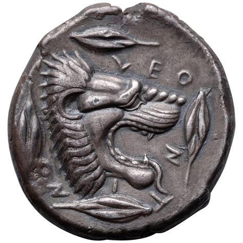 Ancient Greek Silver Lion Tetradrachm Coin from Leontini, 450 BC at ...