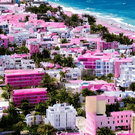 Pink Beach Buildings · Creative Fabrica