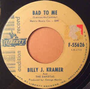 Billy J. Kramer And The Dakotas – Bad To Me (1963, Vinyl) - Discogs