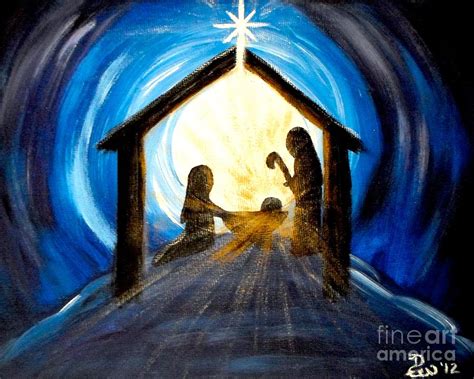 Christmas Manger Glory Painting by Diane Wigstone