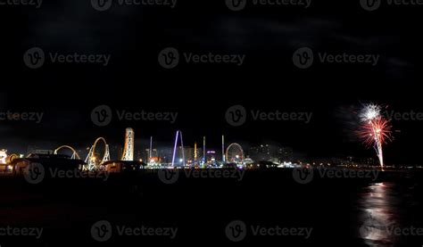 Coney Island Beach Fireworks 16158340 Stock Photo at Vecteezy