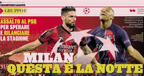 GdS: Big night for Milan as Pioli must work miracles against PSG