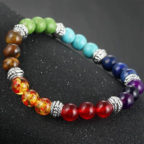 IF ME Fashion 7 Chakra Bracelet Men Black Lava Healing Balance Beads Reiki Buddha Prayer Natural ...