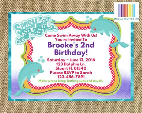 Dolphin Invitation, Dolphin Birthday Invite, Dolphin Party, Under the Sea, Ocean, Printable Girl ...