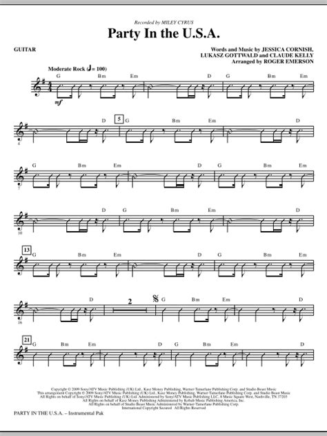 Party In The USA - Guitar | Sheet Music Direct