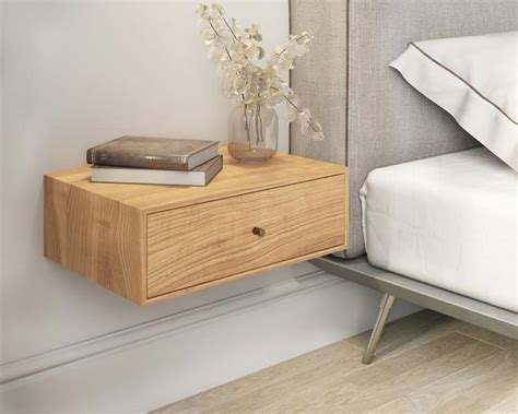 Solid Cherry Wood Floating Nightstand With Drawer / Cherry - Etsy | Floating nightstand, Bedside ...