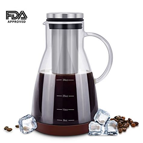 ESEOE Cold Brew Iced Coffee Maker,32oz Brewing Glass Carafe with ...