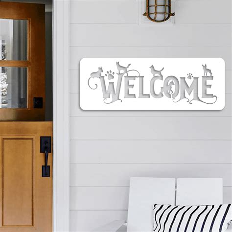 Dogs Welcome Sign | Pet Lovers Metal Wall Art & Home Decor | K&S Design Elements