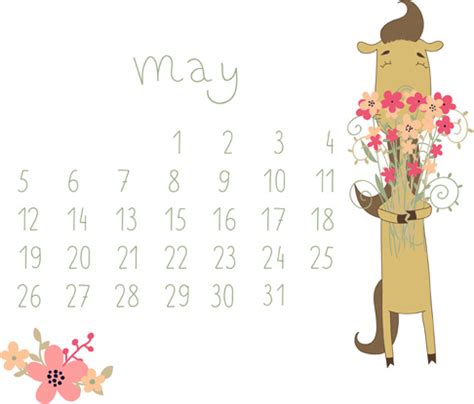 Cute Cartoon May Calendar Design Vector-vector Cartoon-free Vector Free ...