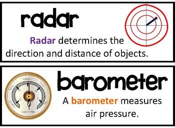 Meteorology Terms and Instruments Word Wall Vocabulary Cards | TPT