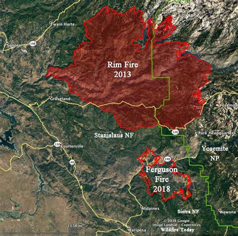 Yosemite Rim Fire Satelite View