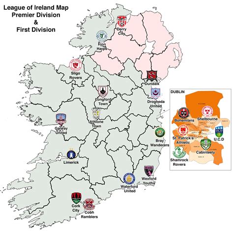 A map of all 20 League of Ireland teams (Premier & First Division ...