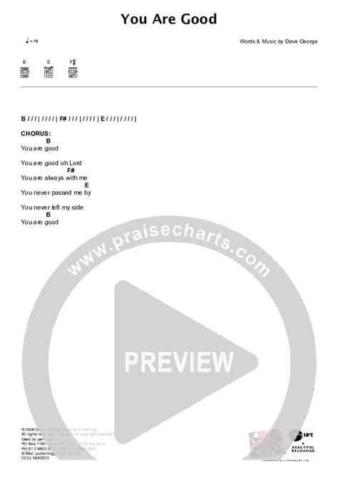 You Are Good Chords PDF (Hillsong Worship) - PraiseCharts