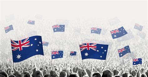 Premium Vector | Abstract crowd with flag of australia peoples protest ...