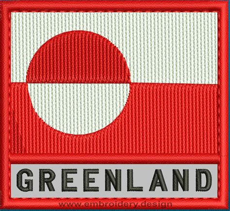 Design embroidery Flag of Greenland with Text Caption and Colour Trim ...