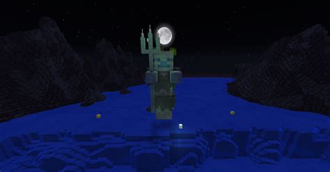 I made a drowned statue to guard this waterfall in my WIP map : r/Minecraft