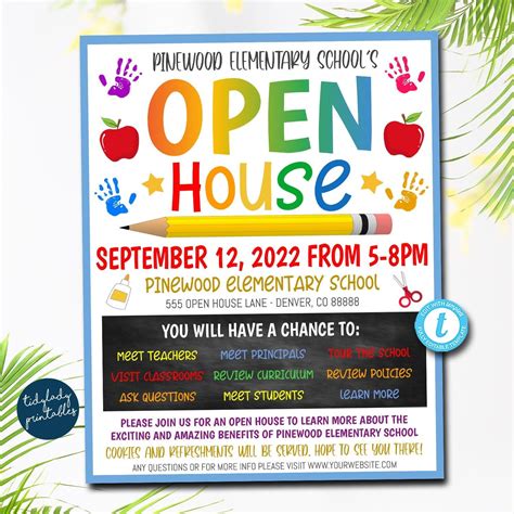 School Open House Flyer Printable Template Back to School Invitation PTA PTO School Event Flyer ...