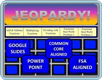 5th Grade Math Jeopardy- Fractions by The Cooperative Classroom | TpT