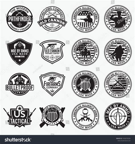 Firearms Vector Labels Badges Logos: เวกเตอร์สต็อก (ปลอดค่าลิขสิทธิ์ ...