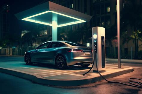 Premium AI Image | electric car charging station green energy