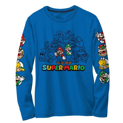 Super Mario Bros. - Super Mario Long Sleeve Graphic Tee (Little & Big Boys) - Walmart.com ...