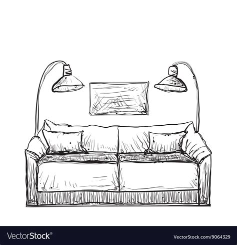 Hand drawn sofa sketch Royalty Free Vector Image