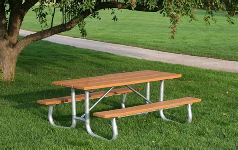 Rectangular Recycled Plastic Picnic Table with Heavy-Duty Galvanized ...